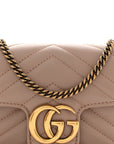 Calfskin Matelasse Super Mini GG Marmont Shoulder Bag Porcelain Rose