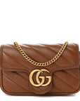 Azalea Calfskin Matelasse Diagonal Super Mini GG Marmont Shoulder Bag Cuir