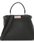 Cuoio Romano Selleria Bi-Color Medium Peekaboo Iconic Satchel Asfalto Latte
