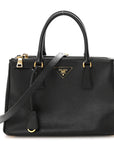 Saffiano Small Galleria Double Zip Tote Black