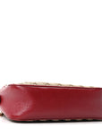 Monogram Azalea Calfskin Matelasse Diagonal Small GG Marmont Chain Shoulder Bag Beige Ebony New Cherry Red