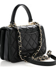 Lambskin Quilted Small Trendy CC Dual Handle Flap Bag Black