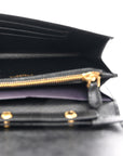 Saffiano Metal Flap Wallet With Strap Black