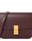 Box Calfskin Medium Classic Box Flap Bag Burgundy