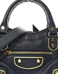 Chevre Gold Metallic Edge Hardware Mini City Bleu Nuit Dark Sea