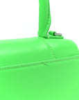 Shiny Box Calfskin Hourglass Top Handle Bag XS Fluo Green