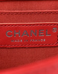 Calfskin Quilted Medium Top Handle Boy Flap Red