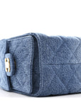 Washed Denim Quilted Mini CHNL 25 Handbag Blue