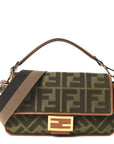 Canvas Vitello King FF Embroidered Baguette Amazzonia Cuoio
