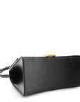 Shiny Box Calfskin Small Hourglass Top Handle Bag Black