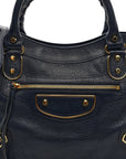 Chevre Gold Metallic Edge Hardware Town Bleu Nuit Dark Sea