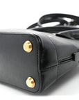 Signature Grained Calfskin Logo XXS Ville Top Handle Bag Black White