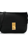 Box Calfskin Medium Classic Box Flap Bag Black