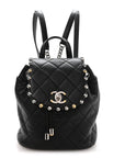 Lambskin Quilted Metallic Bubble Backpack Black