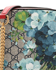 GG Supreme Monogram Blooms Small Chain Shoulder Bag Beige Blue Navy Hibiscus Red