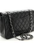 Caviar Quilted Medium Double Flap Black