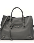 Veau Papier A6 Zip Around Tote Gris Fossile