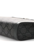 GG Supreme Monogram Textured Dollar Calfskin Web Small Ophidia Shoulder Bag Grey Black Graphite Grey