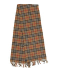 Lambswool Check Fringe Scarf Camel