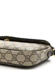 GG Supreme Monogram Textured Dollar Calfskin Web Mini Ophidia Envelope Shoulder Bag Beige Ebony New Acero
