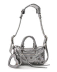 Metallic Agneau Arena Mini Le Cagole Duffle Crossbody Bag Silver