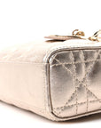 Metallic Lambskin Cannage Small Lady D-Joy Champagne