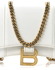 Shiny Box Calfskin Hourglass Chain Bag White