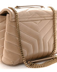 Calfskin Y Quilted Monogram Small Loulou Chain Satchel Dark Beige