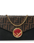 Vitello Cruise F is FNDI Bi-Color FF 1974 Embossed Medium Envelope Wallet On Chain Black Maya