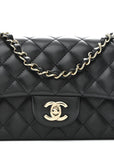 Lambskin Quilted Mini Rectangular Flap Black