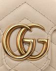 Calfskin Matelasse Super Mini GG Marmont Shoulder Bag White