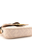 Canvas Vitello King Bi-Color Strap FF Embroidered Mini Baguette Poudre