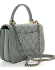Lambskin Quilted Small Trendy CC Flap Dual Handle Bag Light Grey