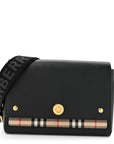 Coated Canvas Calfskin Vintage Check Medium Note Crossbody Bag Black