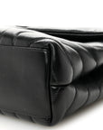 Calfskin Y Quilted Monogram Monochrome Small Loulou Chain Satchel Black