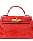 Shiny Alligator Horseshoe Mini Kelly Sellier 20 Rouge de Coeur Rose Mexico
