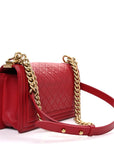 Caviar Quilted Medium Boy Flap Red