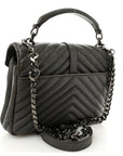 Sheepskin Matelasse Chevron Monogram Medium College Bag Asphalt