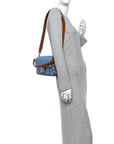 Denim Vitello King FF Embroidered Baguette Denim Chiaro Brandy