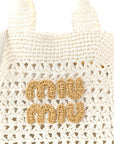 Raffia Crochet Woven Tote Bag White