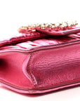 Metallic Nappa Matelasse Crystal Embellished Lady Crossbody Pink