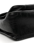 Crinkled Calfskin Monogram Medium Niki Chain Satchel Black