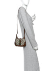 GG Supreme Monogram Azalea Calfskin Web Mini Jackie 1961 Hobo Beige Ebony Brown Sugar