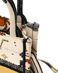 Canvas Embroidered Pixel Zodiac Mini Book Tote Phone Bag Latte Multicolor