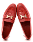 Calfskin Matte Crocodile Womens Paris Loafers 36 Orange Solaire