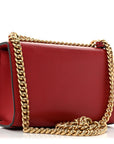 Calfskin Crystal Star Embroidered Small Padlock Shoulder Bag Hibiscus Red