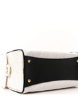 Braided Raffia Calfskin Quilted Small CHNL 25 Handbag White Black