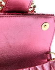 Metallic Nappa Matelasse Crystal Embellished Lady Crossbody Pink