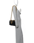 Lambskin Maxi Intreccio Padded Chain Cassette Crossbody Bag Black