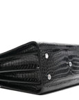 Calfskin Crocodile Embossed Baby Sac De Jour Black